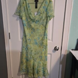 Scarlett Green and Blue Floral Midi Dress